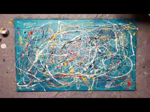 Jackson Pollock Style Painting in Time Lapse (#006) // Acrylic Paintig