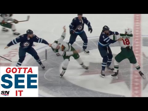 GOTTA SEE IT: Two Fights Erupt Between Jets And Wild After Hit