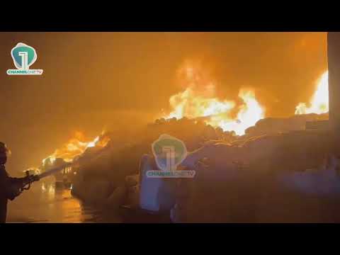 BREAKING: Massive Fire Guts Rubber Recycling Warehouse in Tema Industrial Area