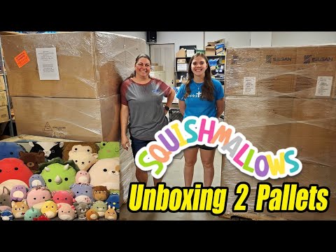 Unboxing 2 pallets full of Squishmallows. Lexi and I discover all different kinds!