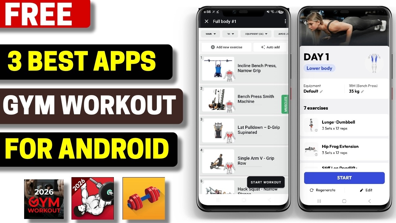 3 Best Free GYM Workout Apps for Android 2026