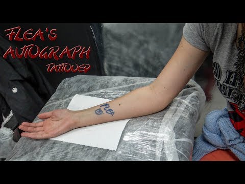 Elaine - Flea's autograph tattooed