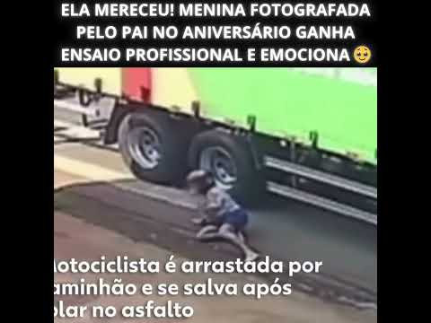 ESCAPOU POR MILAGRE! Mulher é atingida por caminhão e sobrevive após se jogar no chão