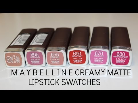 Maybelline Creamy Matte Lipsticks + Lip Swatches! Video