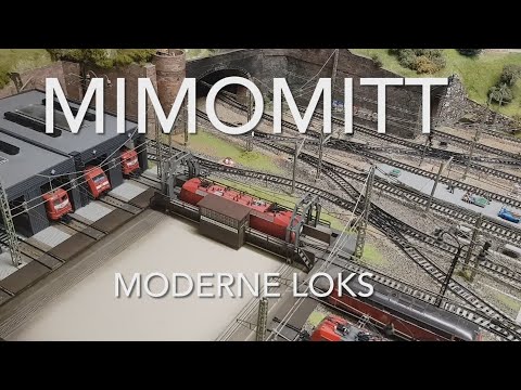 Märklin H0 Anlage, Moderne Loks im Betriebshof Steinheim, Bw Schiebebühne Bahnbetriebswerk, Mimomitt