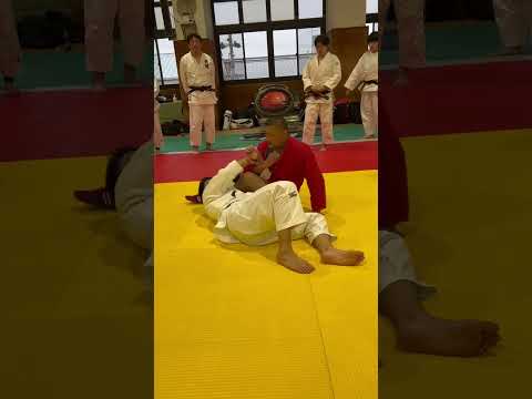 腕を取る姿勢から足を組みかえて絞技