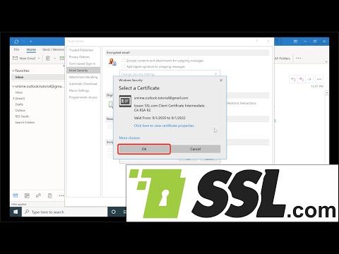 Asennus S/MIME Sertifikaatti ja suojatun sähköpostin lähettäminen Outlookilla Windows 10: llä - SSL.com