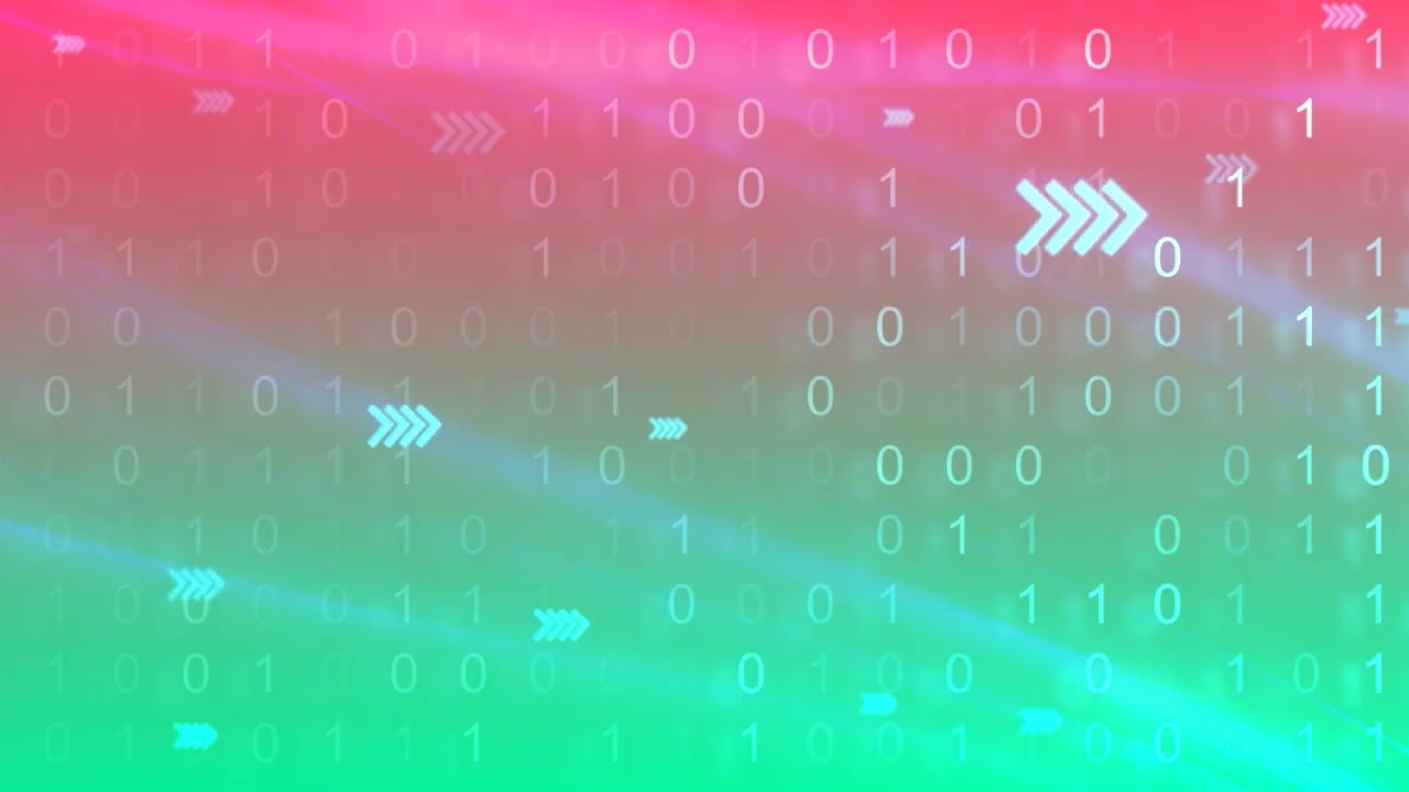 Binary Stream code in Motion on Green Red Background
