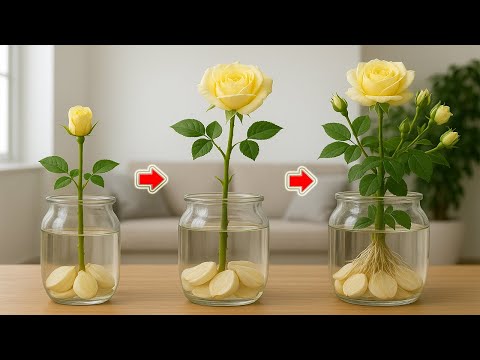 Just Garlic! The Rose Branch Suddenly Took Roots And Bloomed Like Crazy!