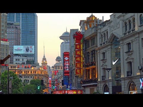 Compras na estrada Nanjing em Xangai 4K