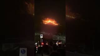 五山の送り火2026。金閣寺の麓から見る左大文字（大北山）。 #五山の送り火 #大文字焼き #左大文字