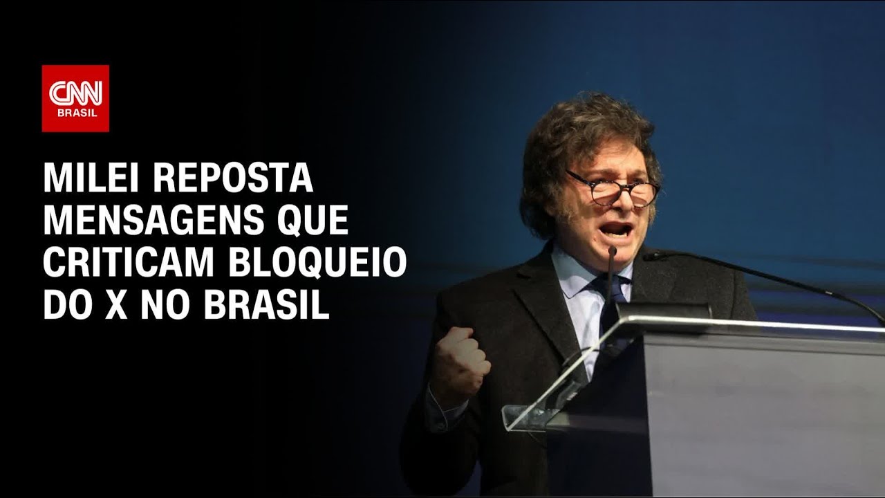 Milei reposta mensagens que criticam bloqueio do X no Brasil | BASTIDORES CNN