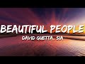 David Guetta, Sia - Beautiful People (Lyrics)