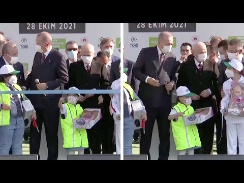 Turkey’s President Was Going To Cut The Ribbon At An Opening But This Little Girl Beat Him To It