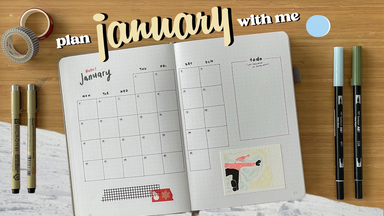 January 2026 Bullet Journal Setup | Bujo Spread Ideas 🏔️ snowy winter theme