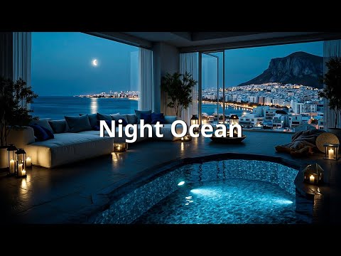 Lounge Chill Deep Chillout | Relaxing Night Ocean View Ambience & City Lights Glow