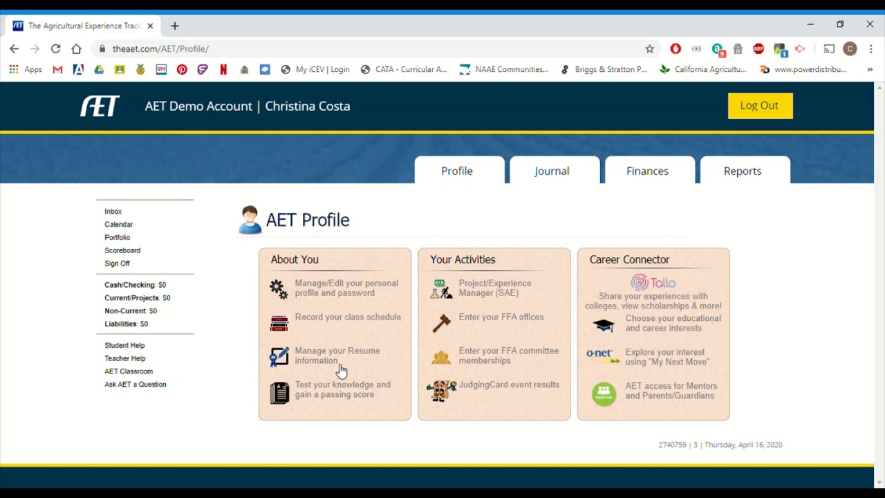 Completing Your AET Profile