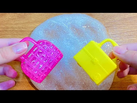 Slime Coloring with Clay ! Mixing fishboll into Clear Slime ! Satisfying Slime Videos ASMR #9