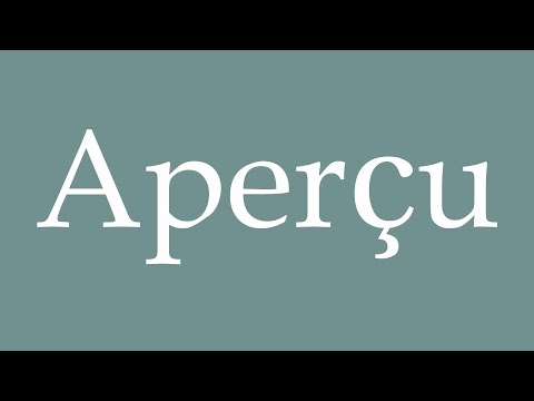 How to Pronounce ''Aperçu'' (Overview) Correctly in French