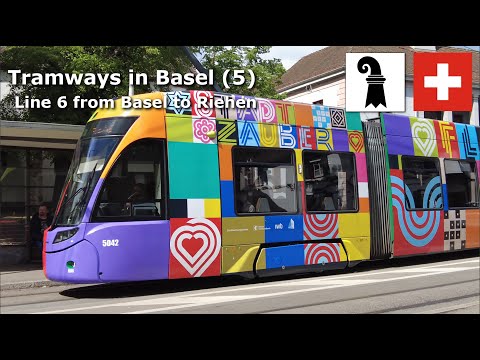 Tramways in Basel (5) - Line 6 from Basel to Riehen - April 2024 (4K) #switzerland #basel #tram