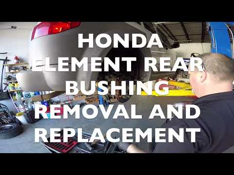 Honda Element rear lower arm and knuckle bushing removal and replacement.