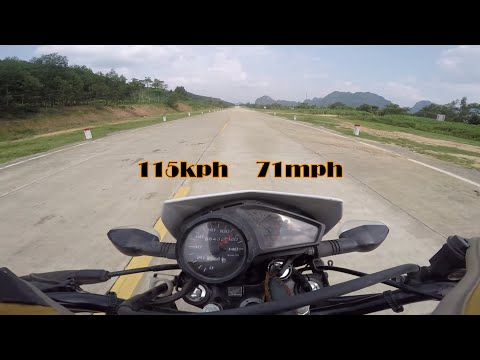 Honda XR150L. Top Speed Run. Akrapovic Exhaust.  Fully Loaded.