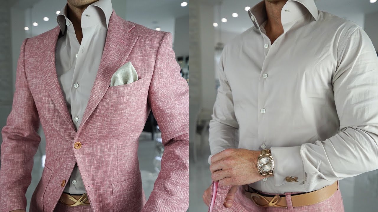 Pink Suit With High Collar Dress Shirt | #shorts