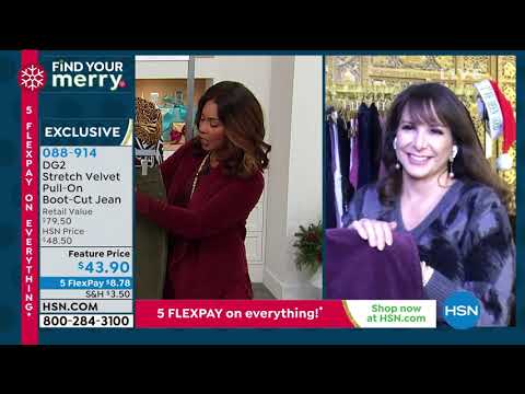 DG2 by Diane Gilman Stretch Velvet PullOn BootCut Jean  ...