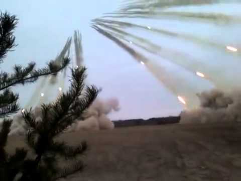 Ukraine War   War in Donbass  Launch BM 21 Grad Rocket System   Rocket Artillery