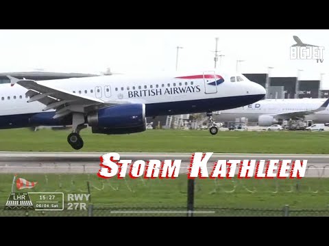 LIVE: #StormKathleen at London Heathrow Airport