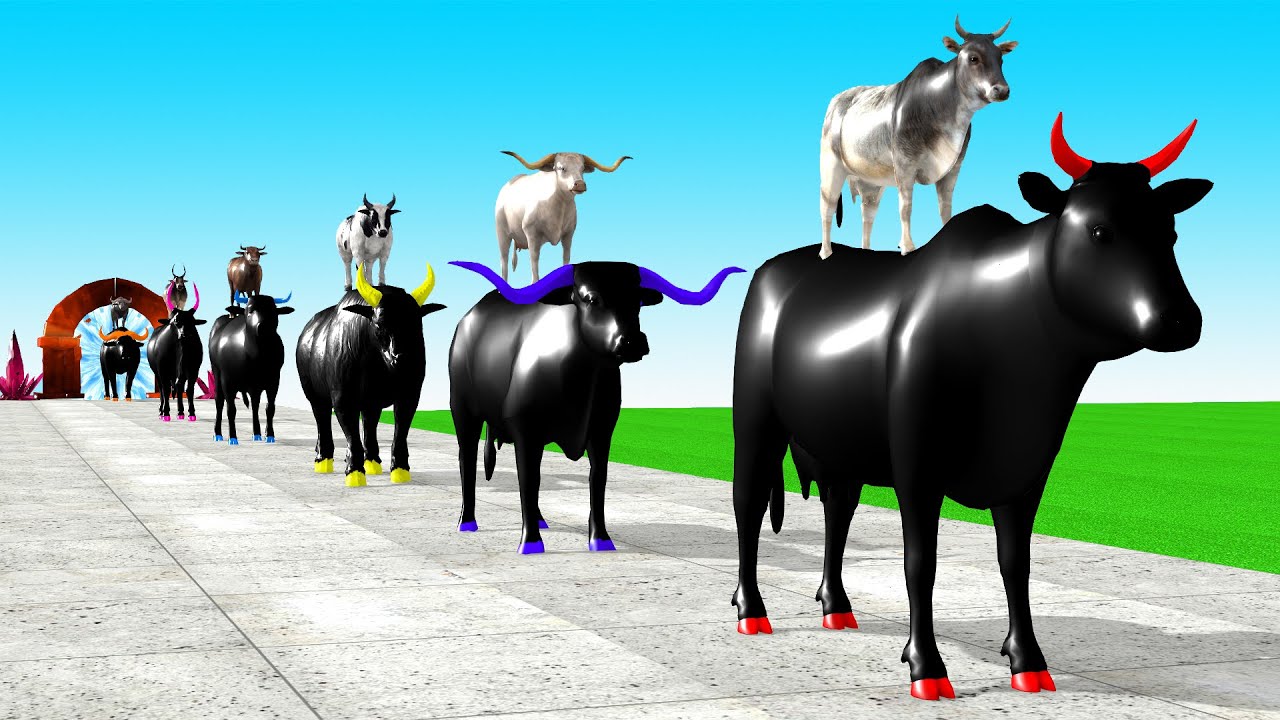 Paint Animals Cow Cartoon,Buffalo,Bull,yak,Ox, Bison Fountain Crossing Animal Transformation Game