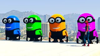 GTA 5 Epic Ragdolls RED SPIDERMAN VS RED MINION VS GREEN MINION Euphoria Physics Ep.22 #Spiderman