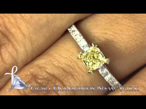 FD-168 - 1.58 Carat GIA Certified Fancy Yellow Diamond Engagement Ring 18k White Gold