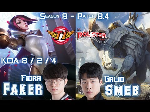 SKT T1 Faker FIORA vs KT Smeb GALIO Mid - Patch 8.4 KR Ranked