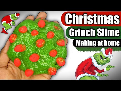 [ASMR] CHRISTMAS GRINCH SLIME🎄👅🎧 How to make Christmas Slime at home #2