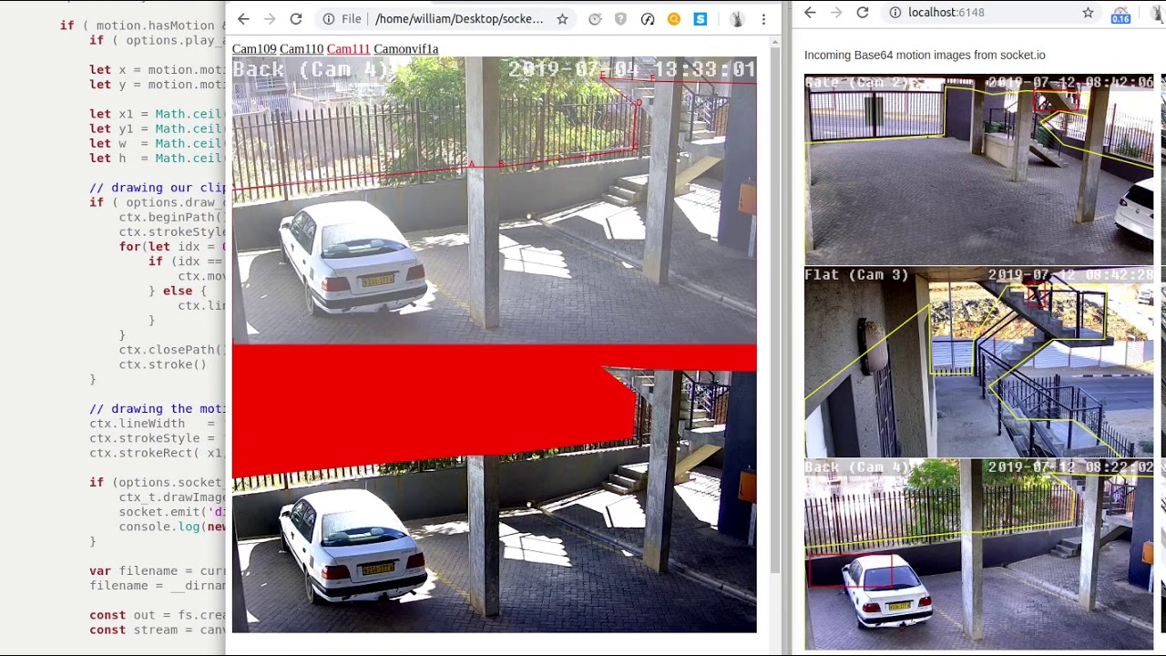 Javascript canvas clip motion detection