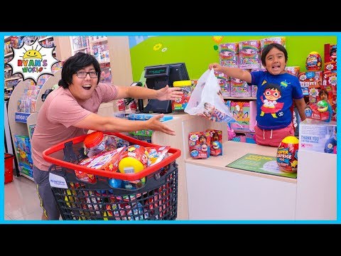 Ryan Pretend Play Working at the Real Toy Store!!!!