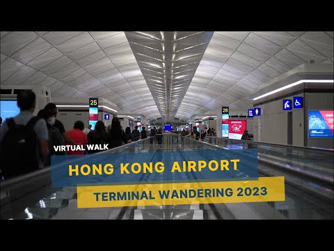 Caminhada virtual - Vagando no Aeroporto Internacional de Hong Kong HKG em 2023 (do lado terra ao lado ar)