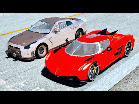 Koenigsegg Jesko Absolut vs Nissan GT-R Alpha Queen Dragster - Drag Race 10 KM