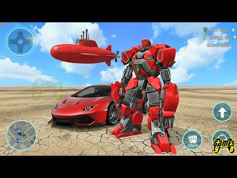 Red Submarine Robot Transform Wars: Car Drone Submarine Robot Game 2026 - Android Gameplay