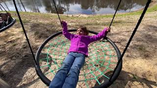 DIY Swing Set Using Telephone Poles