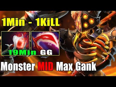 Monster [Clinkz] Destroyed Storm Mid Max Gank 1Min - 1KiLL 19Min GG (FullGame Dota2 7.24)