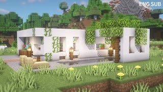 Minecraft: How To Build a Starter Modern House Tutorial(#18) | 마인크래프트 건축, 모던하우스 집 짓기, 인테리어