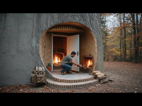 90 Days Solo Survival: Chiseling Solid Rock to Build a Hidden Rock Shelter | Bushcraft
