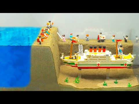 Lego Dam Collapses and Britannic Lego Ship Sinks - Lego City Flooding Simulation