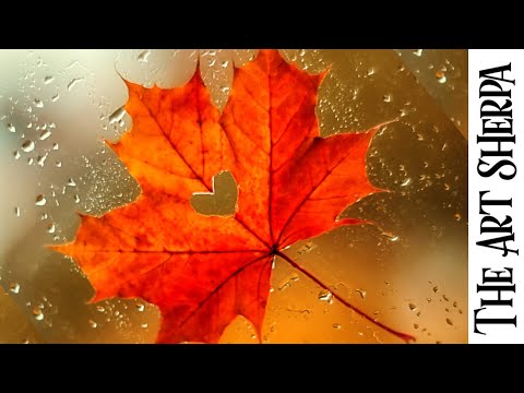 Fall Autumn Leaf on a Rainy Window 🌟🎨 How to paint acrylics for beginners: Paint Night at Home