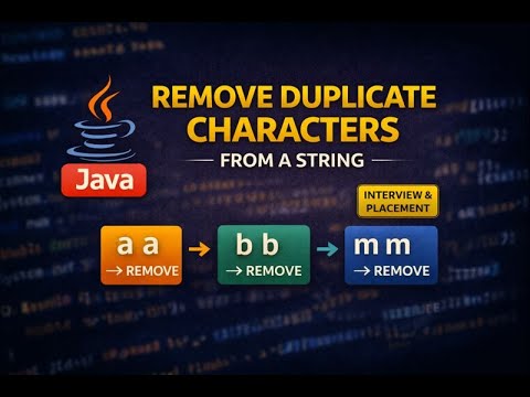Remove Duplicate Characters From A String Java Interview Placement Coding