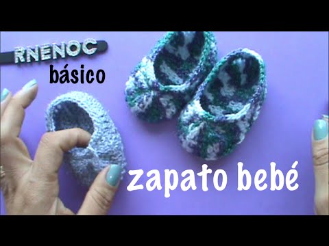 Zapato básico para bebé en punto alto a ganchillo