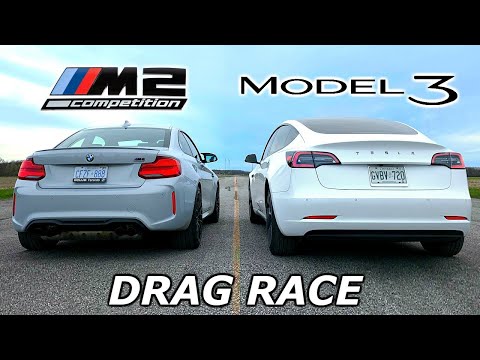 DRAG RACE - Tesla Model 3 vs BMW M2 Competition // Throttle House Track Series