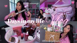 VLOG ♡: hair airwrap gone wrong, new car, going home, shopping, mini haul & making blooming basket 